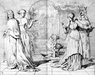 Cordelia emmenée par Goneril et Regan, illustration de 